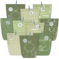 Sonstiges Adventskalender Kraftpapier zum Befüllen und Basteln, Grüne Weihnachtstüten