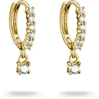 Thomas Sabo Paar Creolen "mit Anhänger", gold (gelbgoldfarben, weiß, weiß), Ohrringe, Damen, Metall, Paar Creolen, mit Zirkonia (synth.)