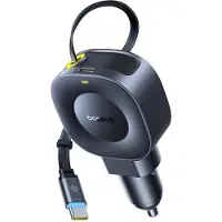 Baseus Ładowarka samochodowa PrimeTrip VR2 45W + 45W ze zwijanym kablem USB-C - czarna