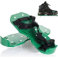 Relaxdays Rasenlüfter Schuhe, je 13 Nägel, Vertikutierer, Nagelschuhe Rasen, Estrichschuhe, BT: 32,5x15 cm, schwarz/grün