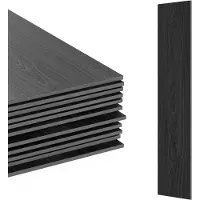 Relaxdays PVC Bodenbelag selbstklebend, 5m²/36 Stück, Holzoptik, Bad, Küche, Klebefliesen 91x15cm rutschfest, dunkelgrau