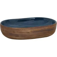 vidaXL Aufsatzwaschbecken Braun und Blau Oval 59x40x14 cm Keramik