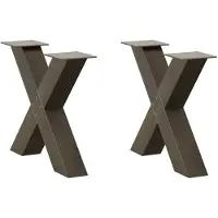 vidaXL Couchtischbeine X-Form 2 Stk. Naturstahl 60x(42-43) cm Stahl