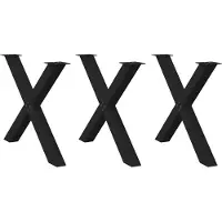 vidaXL Esstischbeine X-Form 3 Stk. Schwarz 90x(72-73) cm Stahl