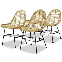 vidaXL Esszimmerstühle 4 Stk. Natur Rattan