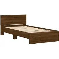 vidaXL Bettgestell ohne Matratze mit Kopfteil Braun Eiche 100x200 cm
