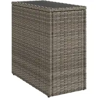vidaXL Garten-Beistelltisch mit Glasplatte Grau 58x27,5x55 cm Rattan