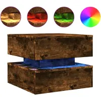 DKD Home Decor Couchtisch mit LED-Leuchten Räuchereiche 50x50x40 cm
