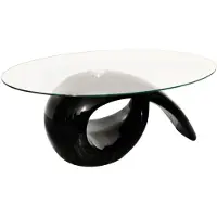 vidaXL Couchtisch mit ovaler Glasplatte Hochglanz Schwarz