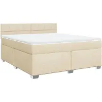 vidaXL Boxspringbett mit Matratze Creme 180x200 cm Stoff