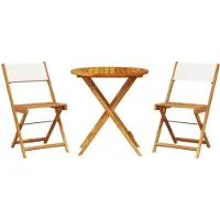 vidaXL 3-tlg. Bistro-Set Cremeweiß Stoff und Massivholz