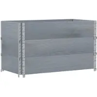 vidaXL Paletten-Aufsatzrahmen 3 Stk. Grau 100x50 cm Massivholz Kiefer