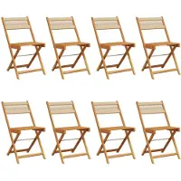 vidaXL Klappstühle, 8 Stück, beige, massives Akazienholz