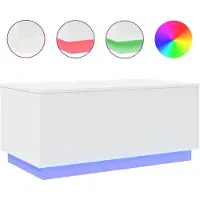 DKD Home Decor vidaXL Couchtisch mit LED-Leuchten Weiß 90x50x40 cm