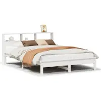 vidaXL Massivholzbett ohne Matratze Weiß 160x200 Kiefernholz
