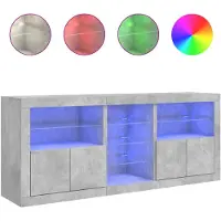 vidaXL Sideboard mit LED-Leuchten Betongrau 181,5x37x67 cm