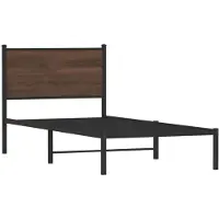 vidaXL Metallbett ohne Matratze Braun Eichen-Optik 80x200 cm