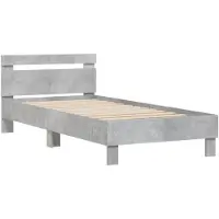 vidaXL Bettgestell mit Kopfteil Betongrau 100x200 cm Holzwerkstoff