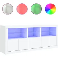vidaXL Sideboard mit LED-Leuchten Weiß 162x37x67 cm