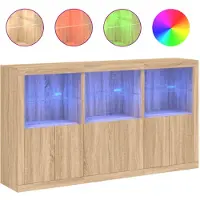vidaXL Sideboard mit LED-Leuchten Sonoma-Eiche 181,5x37x100 cm