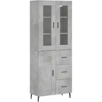 vidaXL Highboard Betongrau 69,5x34x180 cm Holzwerkstoff