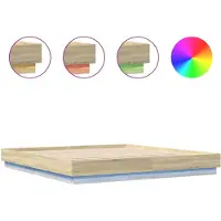 vidaXL Bettgestell mit LED Sonoma-Eiche 200x200 cm