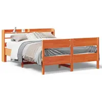 vidaXL Massivholzbett ohne Matratze Wachsbraun 150x200 cm Kiefernholz