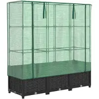 vidaXL Hochbeet mit Gewächshaus-Aufsatz Rattan-Optik 120x40x138 cm