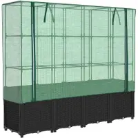 vidaXL Hochbeet mit Gewächshausabdeckung Rattanoptik 160x40x153 cm