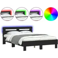 vidaXL Bett mit LED-Beleuchtung ohne Matratze Schwarz 120x200 cm