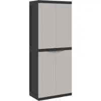 vidaXL Gartenschrank Grau und Schwarz 65x37x165 cm PP
