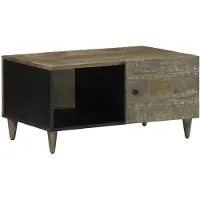 vidaXL Couchtisch Hellgrau 80x50x40 cm Massivholz Mango