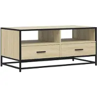 vidaXL Couchtisch Sonoma-Eiche 100x50x45 cm Holzwerkstoff und Metall