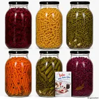 MamboCat 6er Set Einmachglas 3L Vorratsglas TO100 Deckel schwarz Rezeptheft Einkochen