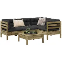 vidaXL 5-tlg. Garten-Sofagarnitur mit Kissen Kiefernholz Imprägniert