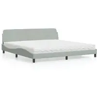vidaXL Bett mit Matratze "Dover" Hellgrau 200x200 cm Samt