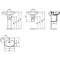 Ideal standard i.life A Waschtisch, 1 Hahnloch, mit Überlauf, 500x440mm, T451301, Farbe: Weiß