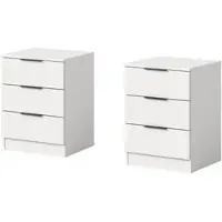 Inn.Furn NACHTTISCH 2er Set weiß 45 x 60 cm, Nachtkommode in Komforthöhe