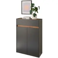 Furn.Design SCHUHSCHRANK grau matt, Eiche Wotan, Flurkommode 85 x 122 cm