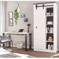 Furn.Design BÜROMÖBEL-SET weiß Pinie, anthrazit Landhaus mit Aktenschrank
