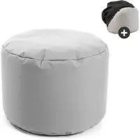 Mokebo® Outdoor Pouf o Hocker in Grau mit Wasserabweisender Schutzhülle Der Ruhestifter Fußhocker mit EPS-Perlen Füllung und Cover