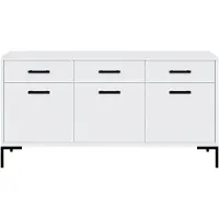 Beautysofa | Kommode SELENA 150 cm Weiß Kommode mit 3 Türen und 3 Schubladen – Sideboard modern mit Metallbeinen, Selbstschließend, Wohnzimmer