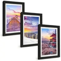Tulup BILDER SET 3er Set - 20x30 cm Schwarzer Rahmen - Romantische Himmelslandschaften