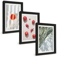 Tulup BILDER SET 3er Set - 20x30 cm Schwarzer Rahmen - Feiertagspalmenfrüchte