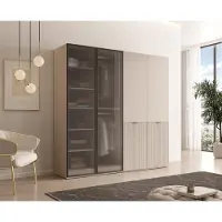 Masseno Drehtürenschrank ATELIO 202/200/51 cm Modern Kleiderschrank 4-türig Kaschmir