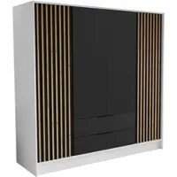 Masseno Drehtürenschrank PELOR 200/200/51 cm Modern Kleiderschrank 4-türig weiß