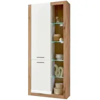 Furn.Design VITRINE weiß matt, Evoke Eiche, Vitrinenschrank 80 x 195 cm