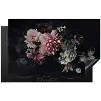 MuchoWow HERDABDECKPLATTE Blumen - Vintage - Pastell - Rosa - Weiß Induktionsmatte 83x51 cm