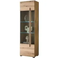 Furn.Design VITRINE Eiche Evoke, Vitrinenschrank 60 x 200 cm, Glas grau