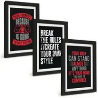 Tulup BILDER SET 3er Set - 20x30 cm Schwarzer Rahmen - Motivation, Training, Selbstentwicklung